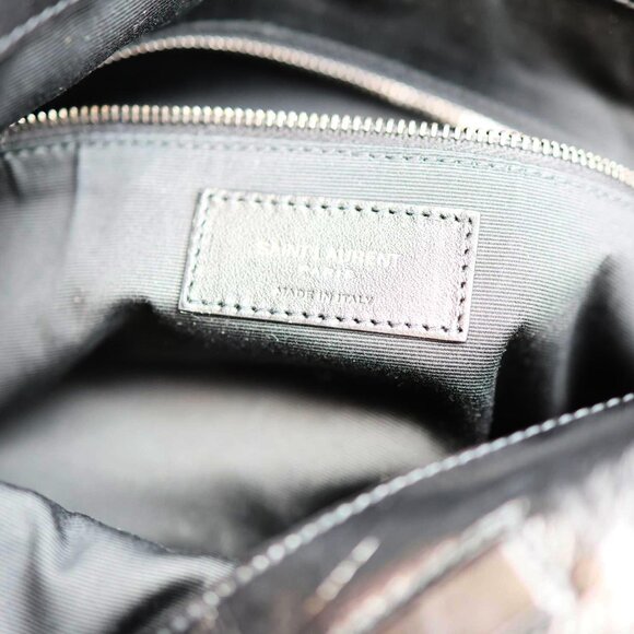 Yves Saint Laurent  Niki Medium Crinkled Leather Shopping Tote Bag Black - Picture 11 of 12